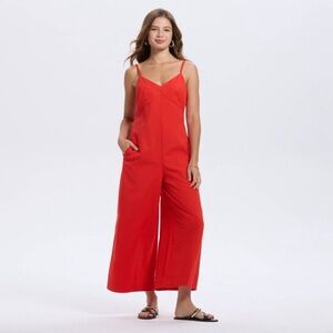 NWT Women's Sleeveless Wide Leg Jumpsuit - A New Day™ Geranium Red Large